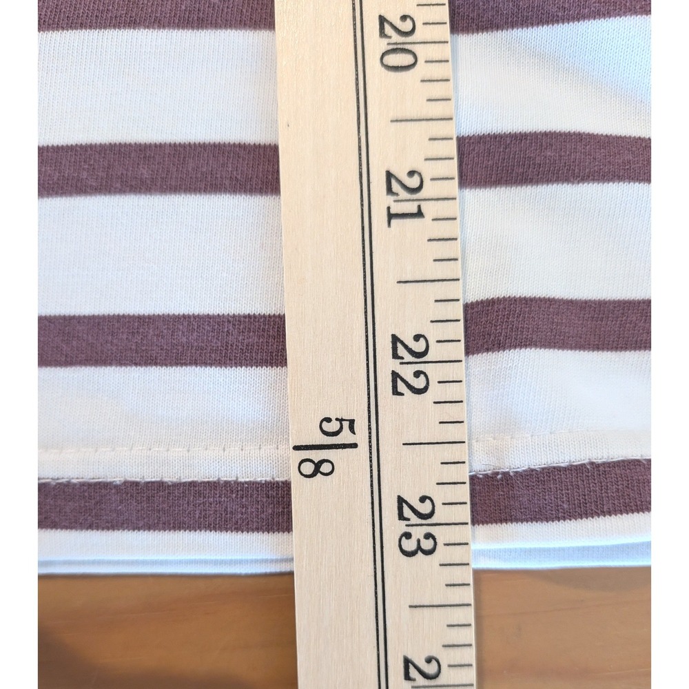 Selected Femme SFNATALI Striped Boatneck Top White Burgundy Long Sleeve M - Picture 8 of 11